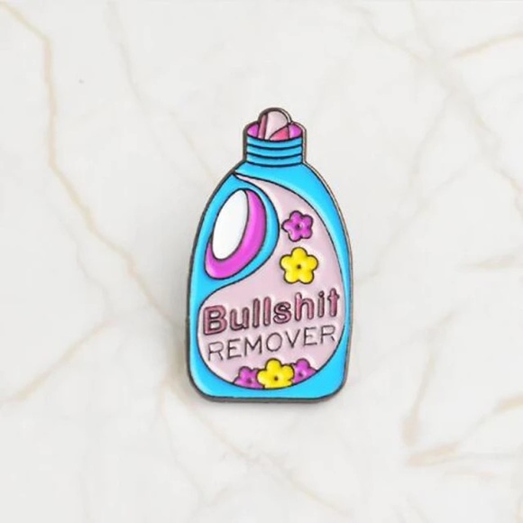 Hilarious Floral Laundry Detergent “Bullshit Remover” Metal Enamel Pin Brooch - Picture 1 of 8